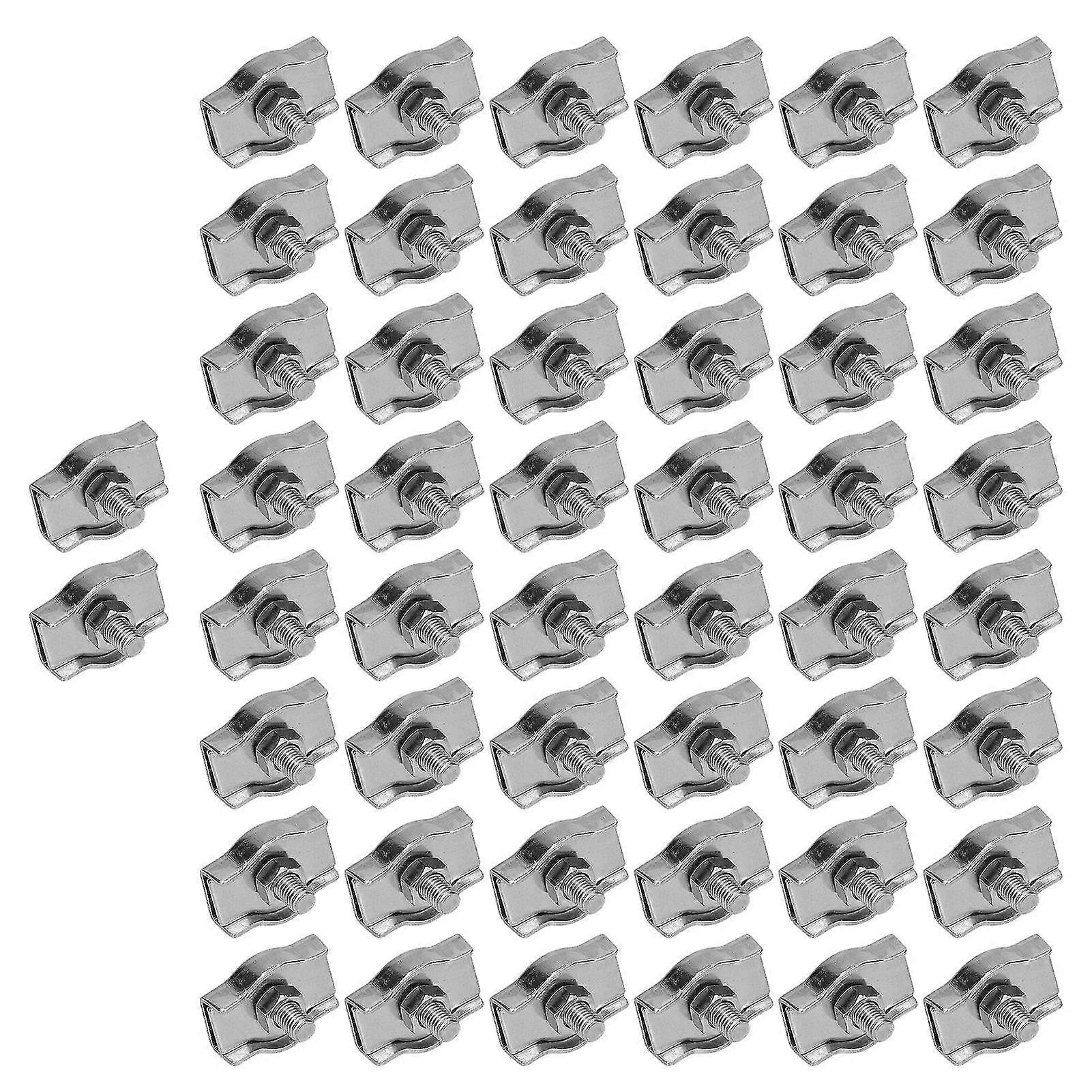 50Pcs M2 Stainless Steel Simplex Wire Rope Clips - Single Locking Device