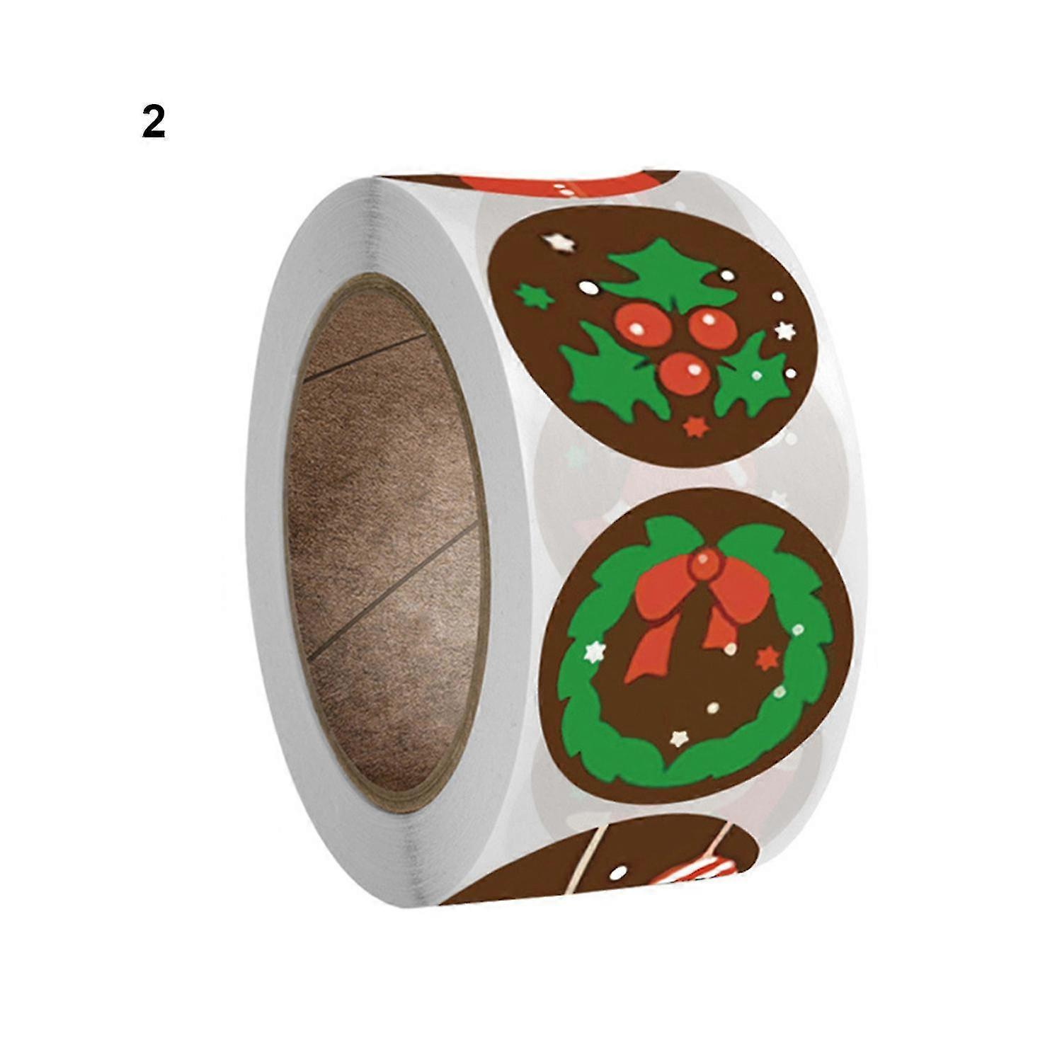 1 Roll Xmas Stickers Paste Tightly Self-adhesive Various Pattern Tree Elk Candy Bag Sealing Sticker-ZZY