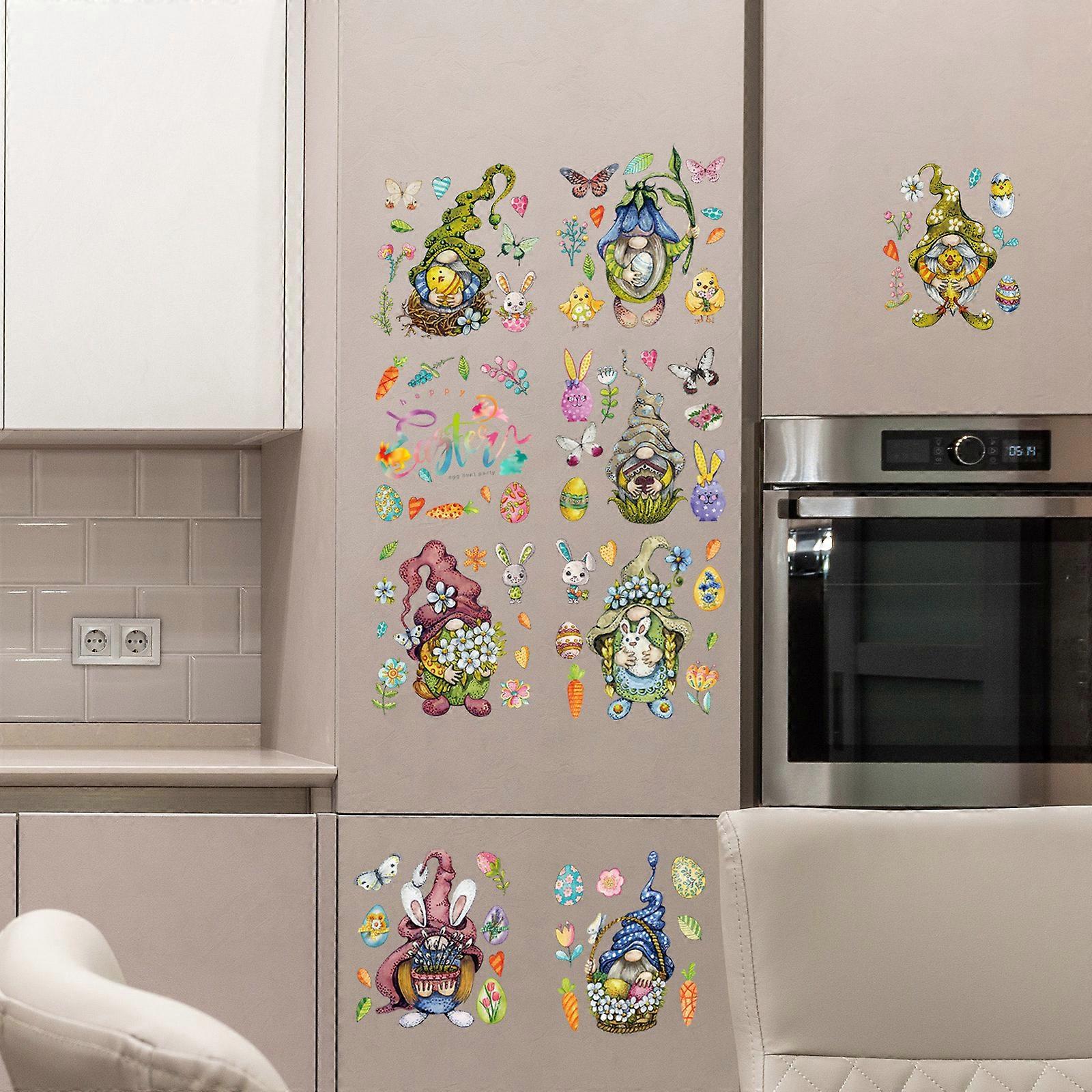 Rabbit eggs faceless dwarf stickers window glass stickers painting Easter decorations 9 window decorations stickers
