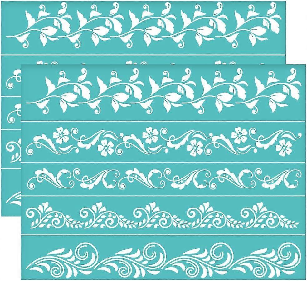 2Pcs 11x8.6 Inch Flower Border Self-Adhesive Silk Screen Printing Stencil Ivy Mesh Stencils Plant Theme Reusable Mesh Stencils Transfer for DIY T-Shir