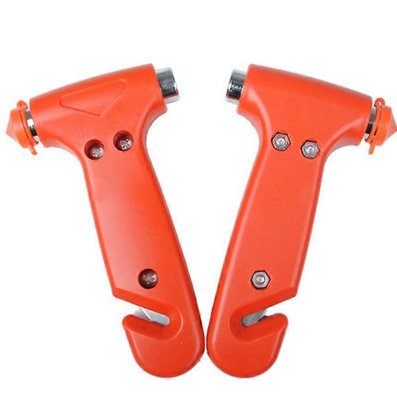 2 kpl turvallinen 5-in-1-auton turvavasara, hätäpoistumistyökalu auton ikkunanmurtajalla ja turvavyöleikkurilla, oranssi