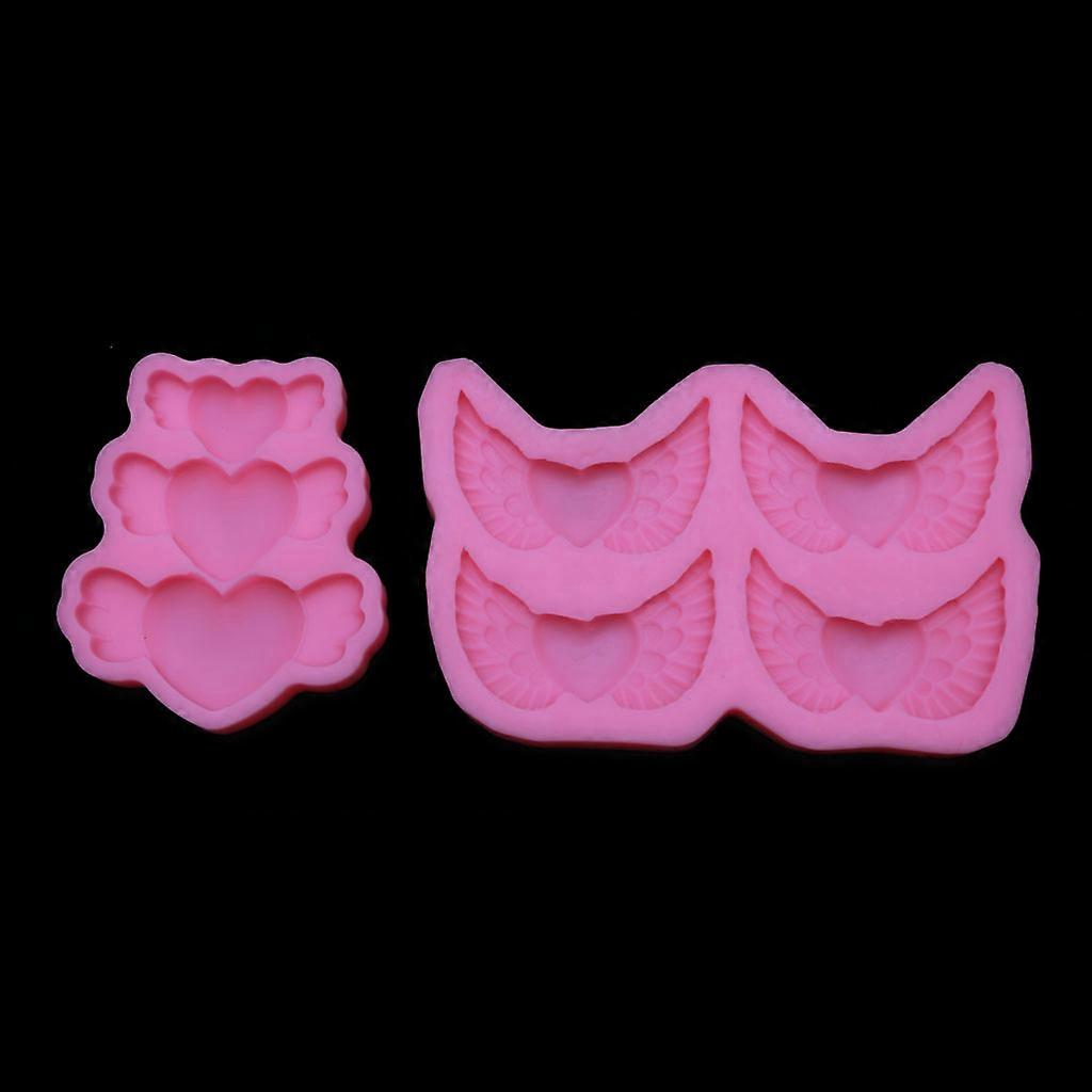 2Pcs  Silicone Mold with Hole for DIY Pendant Angle Wing Shape Epoxy Casting