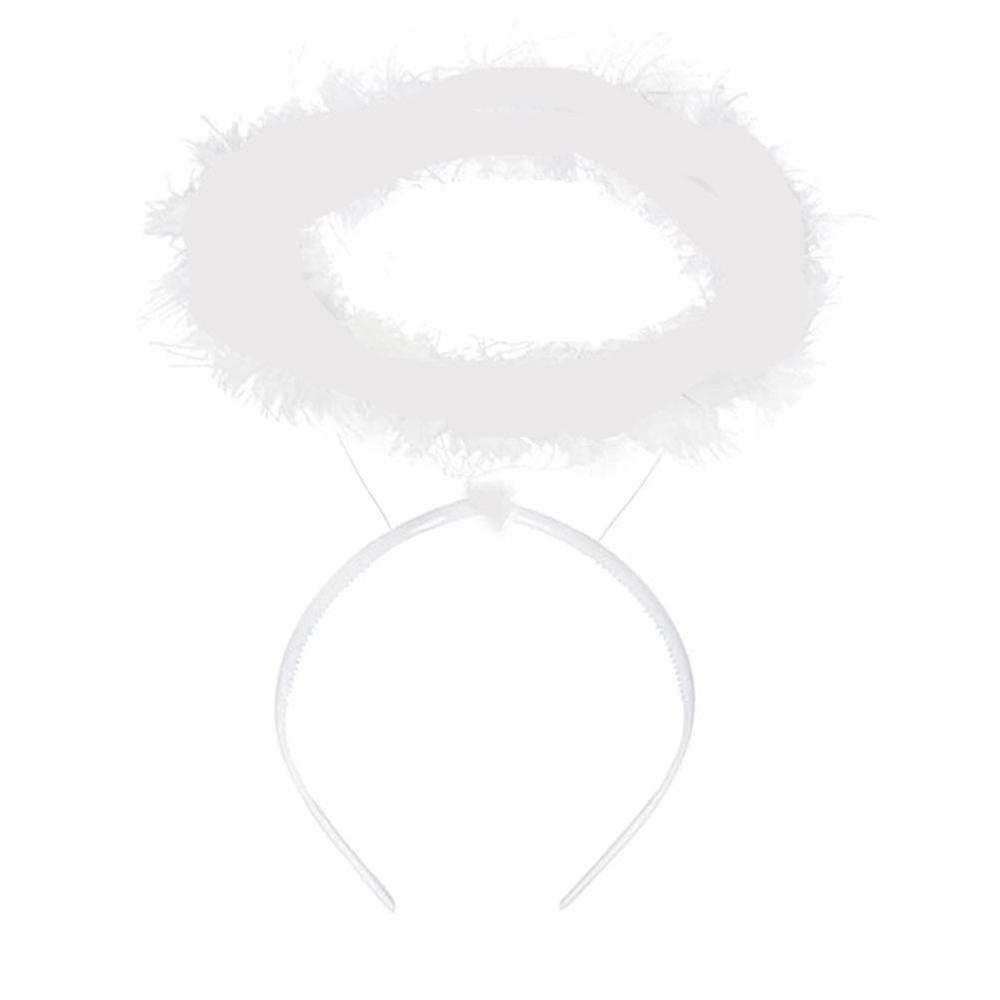 Άγγελος Φωτοστέφανο - Λευκό φτερό χνουδωτό headband αξεσουάρ για άγγελο