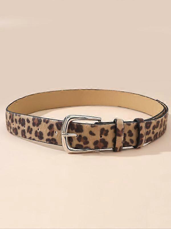 Stylish Simple Women's Belt With Leopard Square BuckleBelts