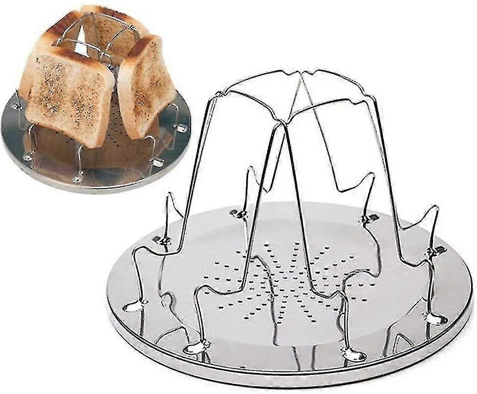 2023 New 4 Slices Camping Toaster With Foldable Stand Porous Tray Bread Toaster For Families Outdoor Gas Stove Picnic Foldable