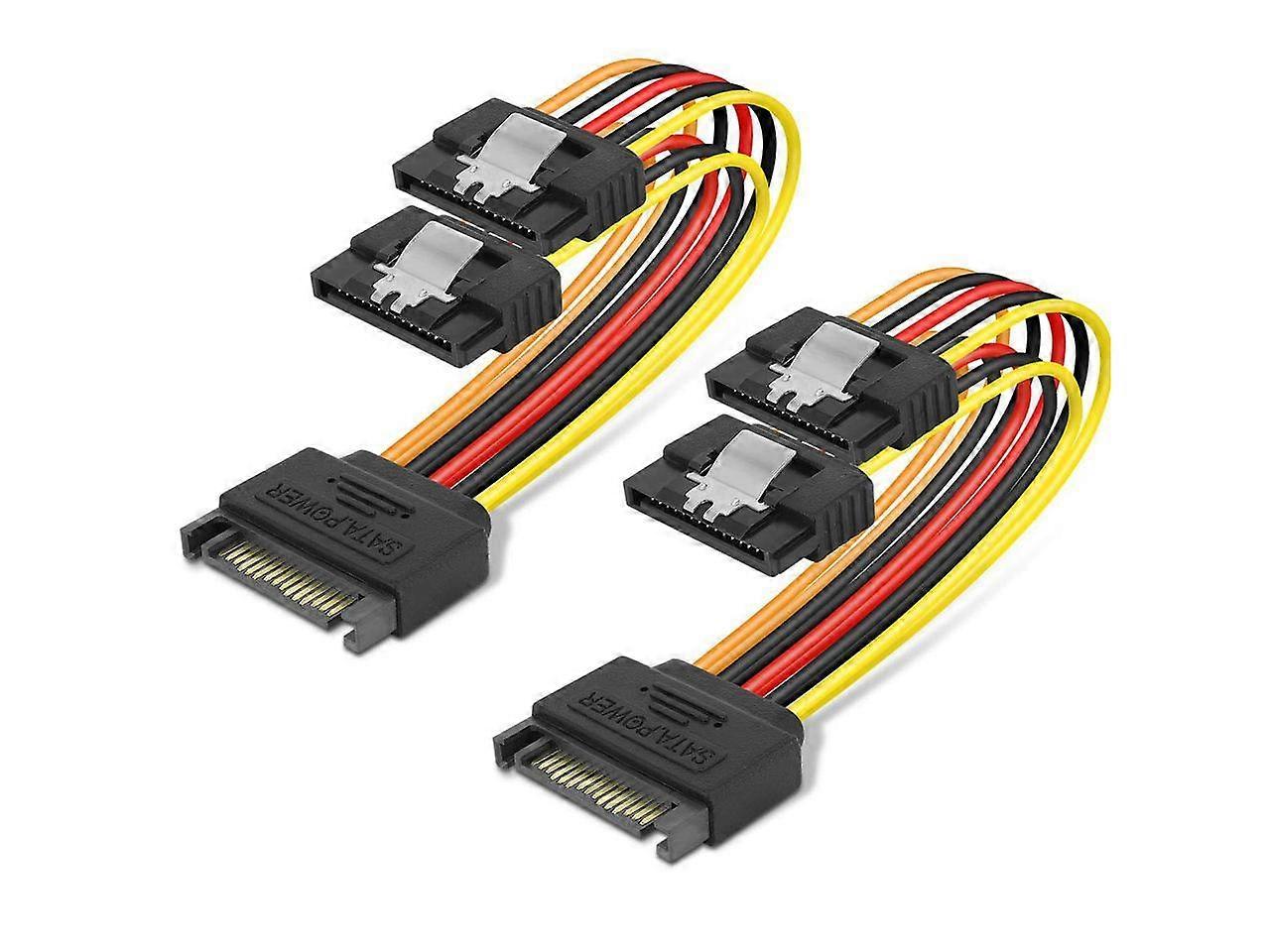 15 Pin SATA Power Y-Splitter Cable 8 Inches - 2 Pack
