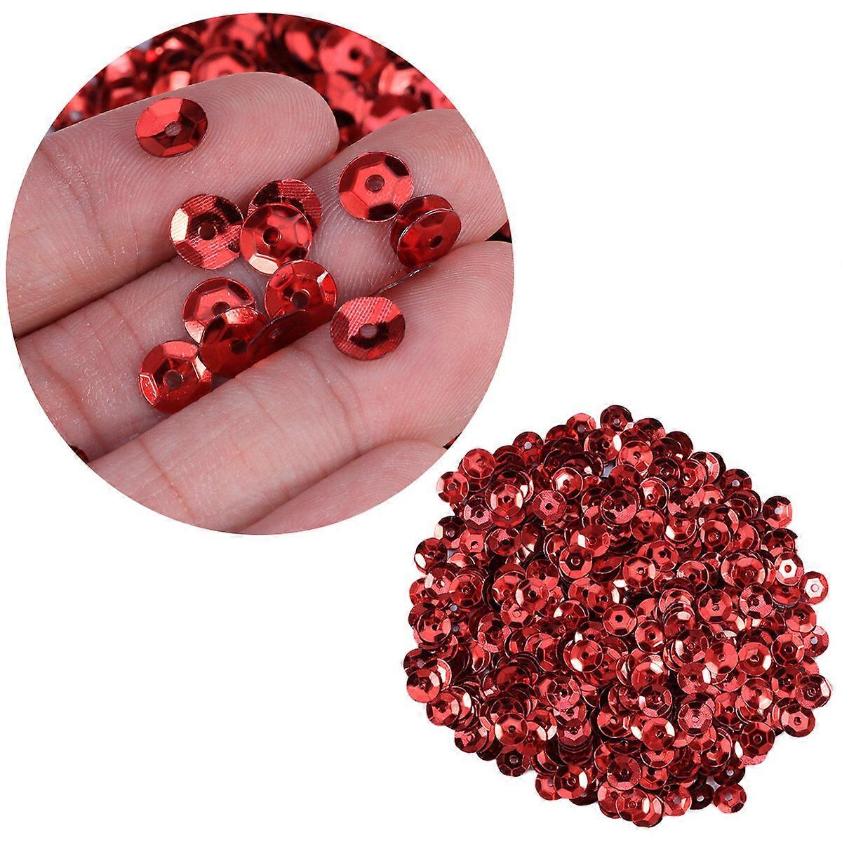 1000pcs 6mm DIY 라운드 스팽글 Paillettes 바느질 웨딩 공예 옷 신발 가방 반짝이는 액세서리 (빨간색)