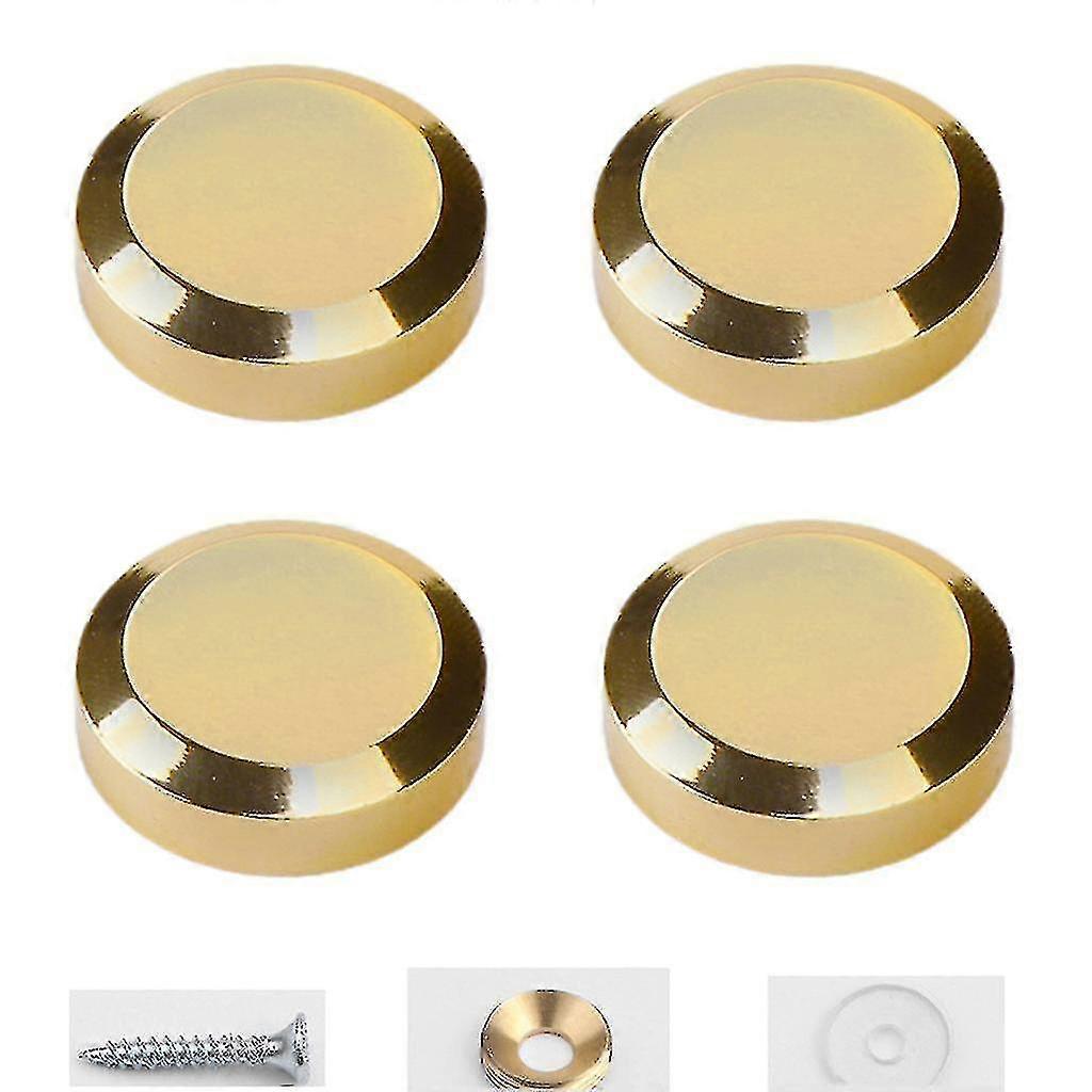 4pcs / set brillant chrome or argent laiton rond bouchon verre sans cadre miroir vis Rx