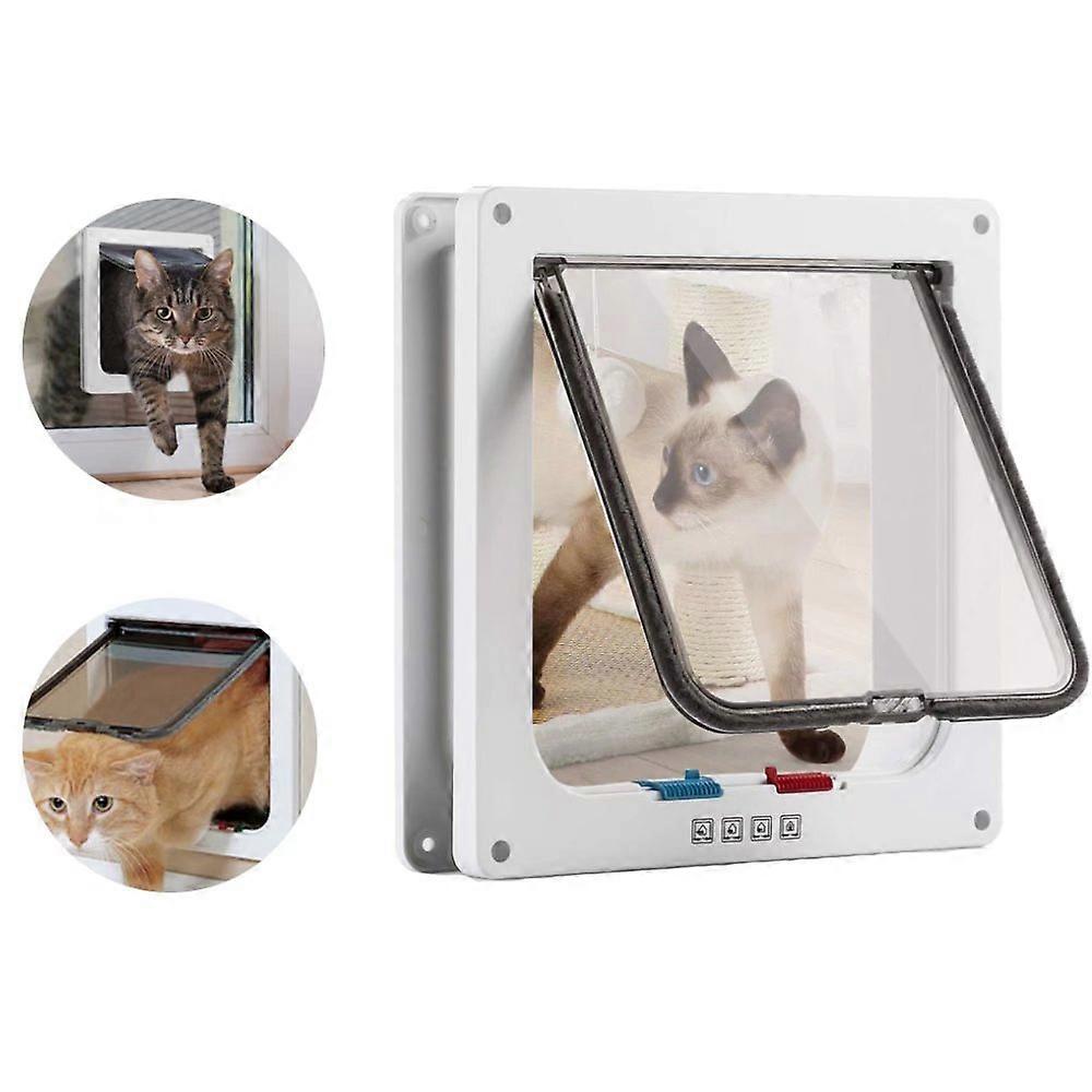 Large Cat Flap (External Size 24cm x 23.5cm), 4-Way Locking Cat Flap for Cats and Small Circumference Dogs, Easy to Install and