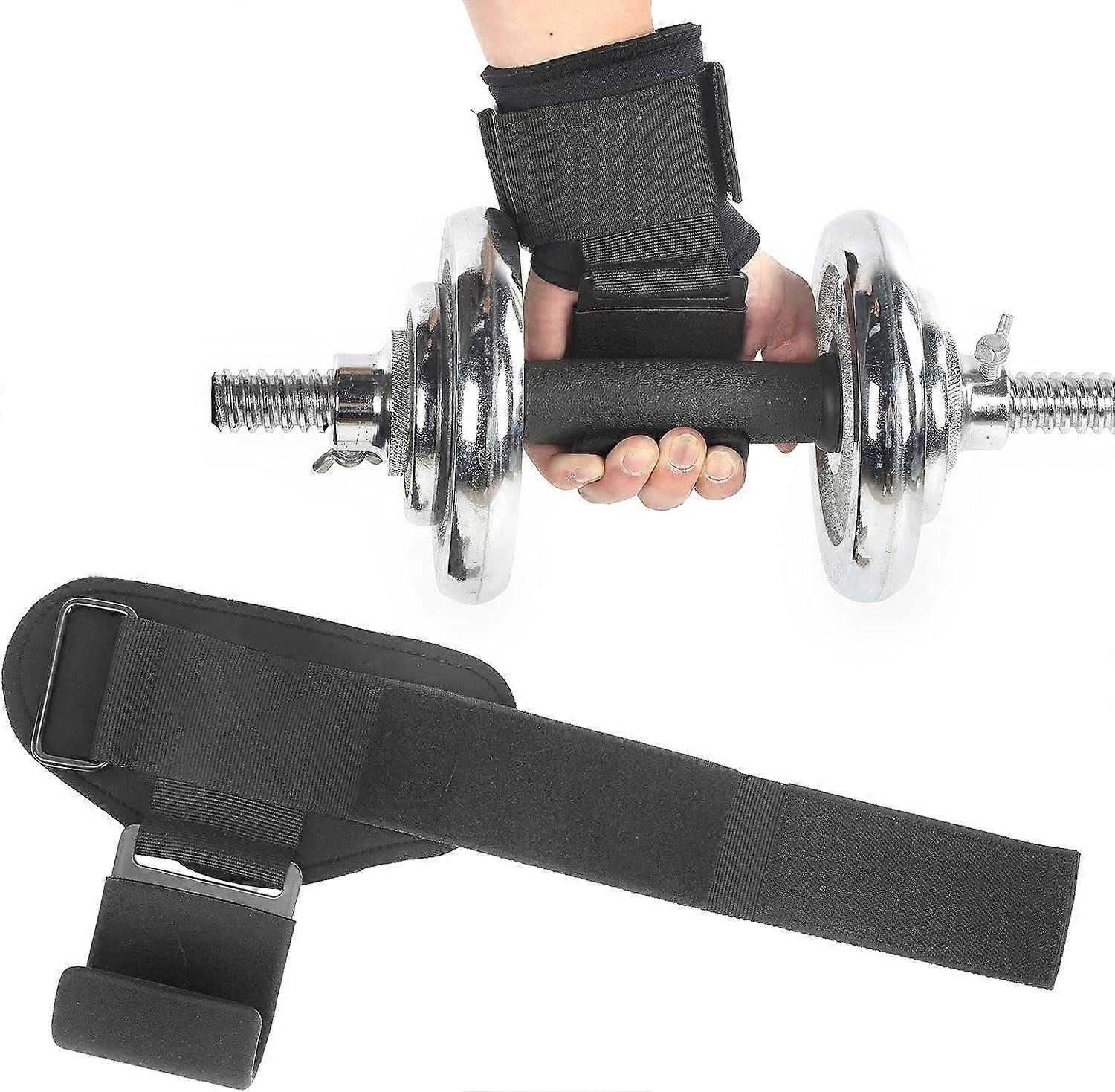 Pair of Hook Wrist Straps (Black), Adjustable Weight Lifting Straps, Hook Weight Lifting Straps, Suitable for Gym Workout