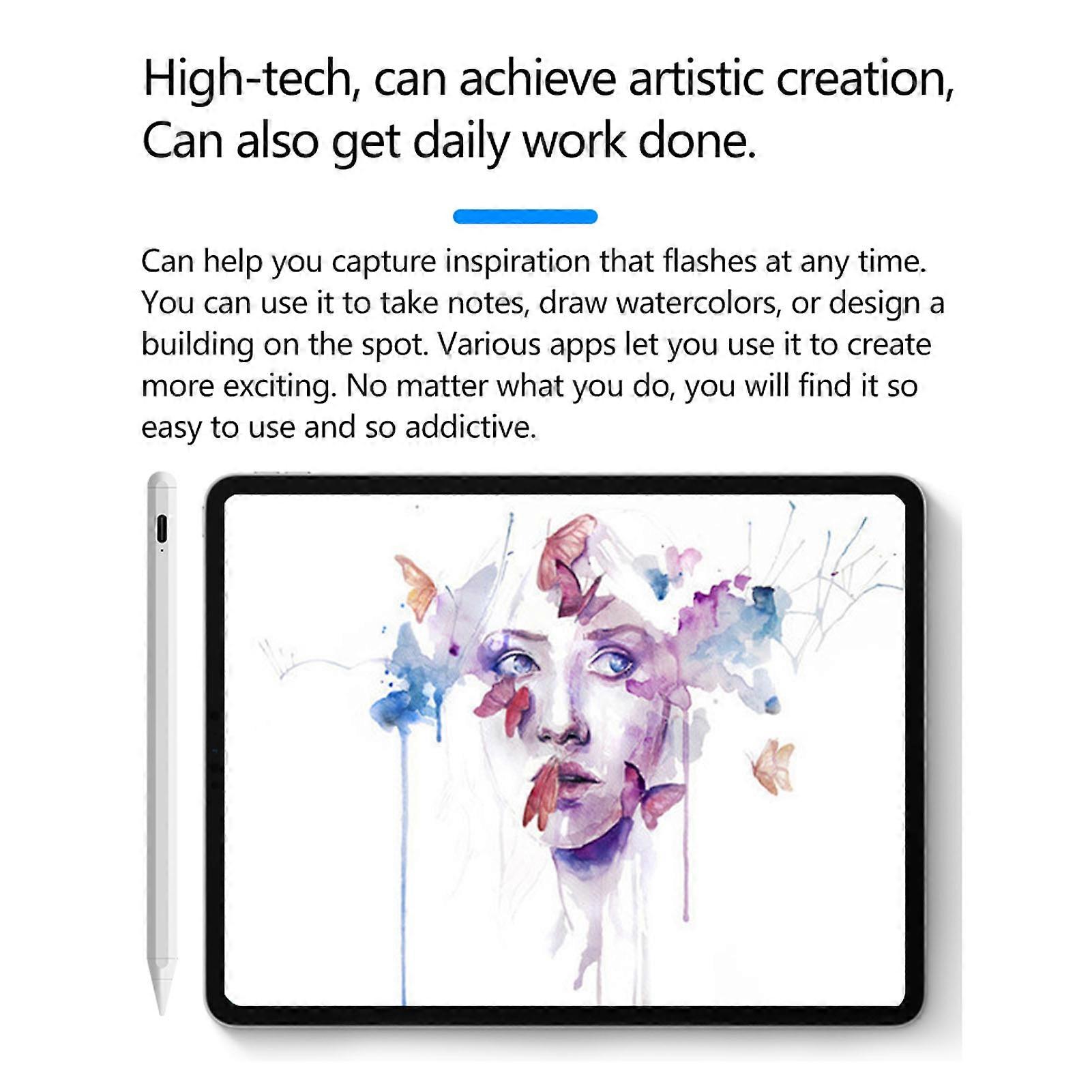 Tablet Active Stylus Pen with Palm Rejection Tilt Sensitivity Slant Bold Precise Magnetic Stylus Pencil for IOS Tablet White