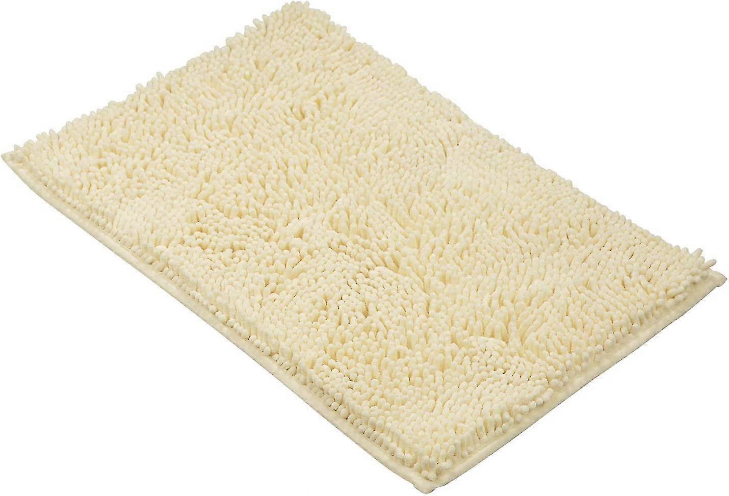 Bath Mat-extra-soft Plush Bath Shower Bathroom Rug 1'' Chenille Microfiber Material Super Absorbent Shaggy Bath Rug (40 X 60 Cm Cream)