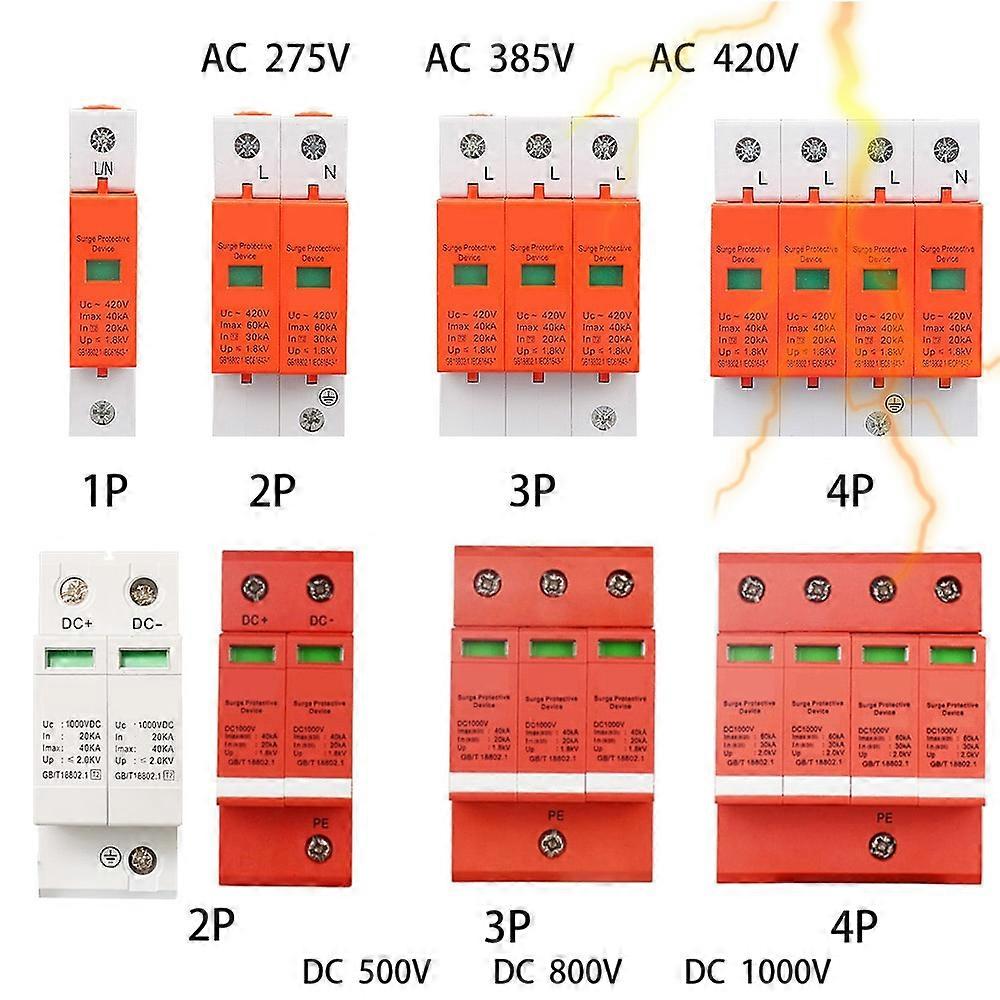 Power Surge Protector Surge Protective Device SPD Arrester Low Voltage House 1/2/3/4 Pole Surge voltage protection 1000a 4p 40KA