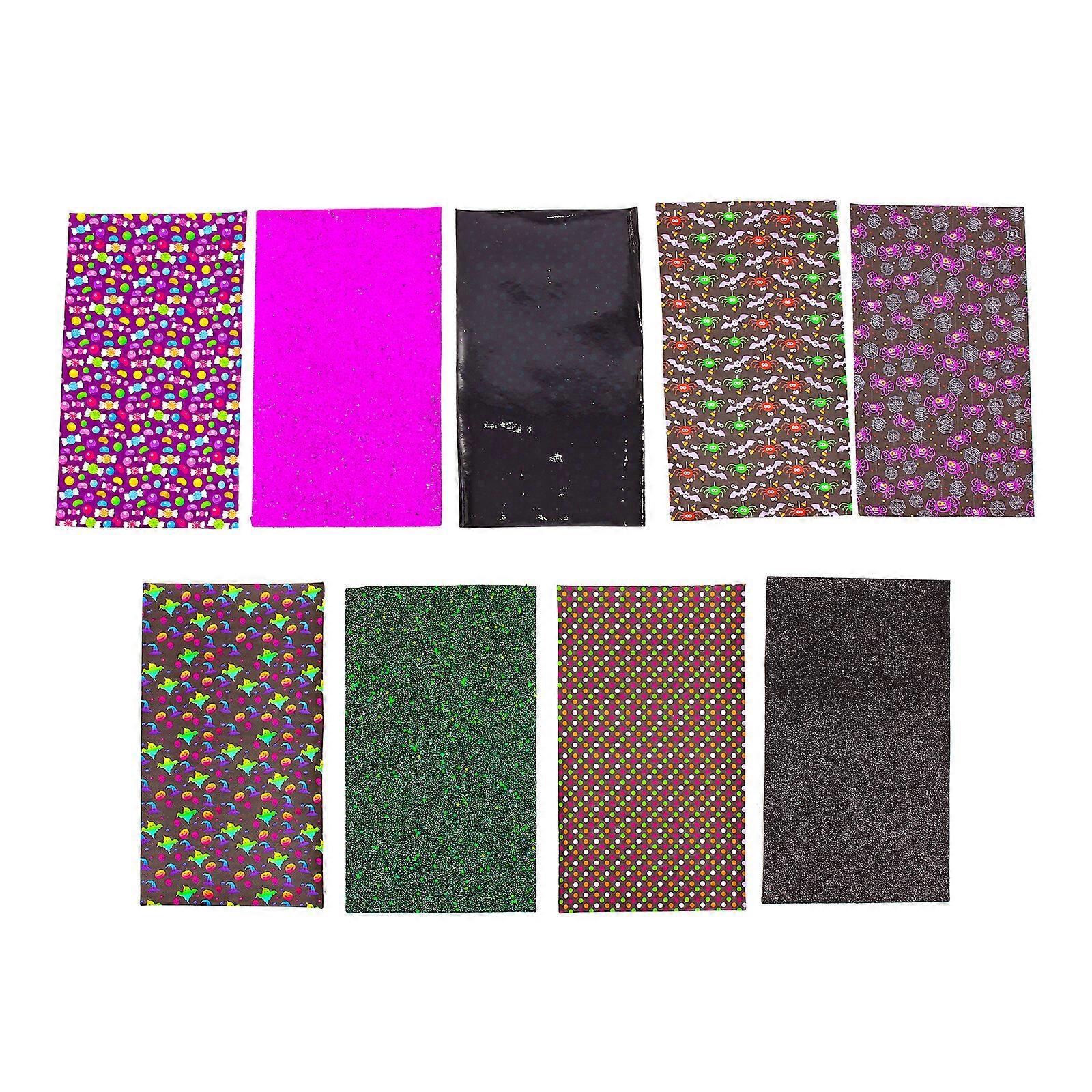 9 Sheets of Halloween Themed Artificial Leather Sheets Craft Making Faux Leather Sheets