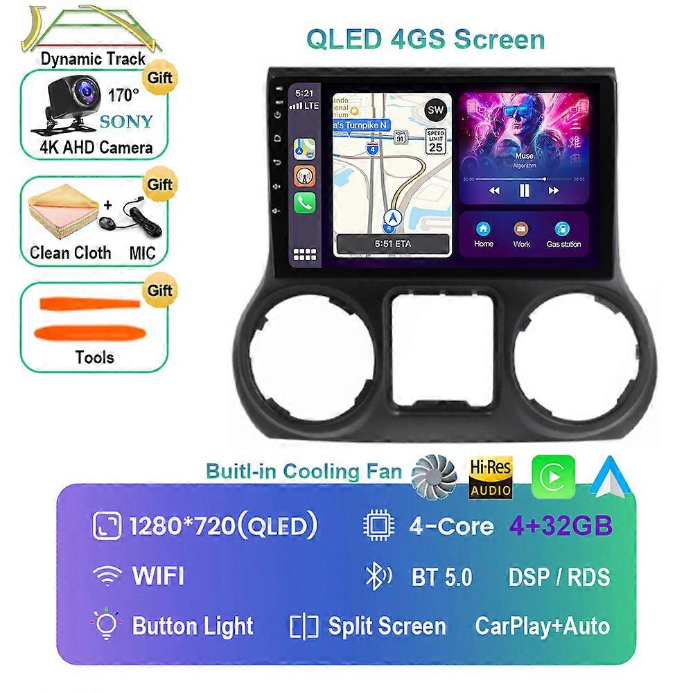 Android 13 Car Radio For Jeep Wrangler 3 JK 2010 - 2018 Navigation GPS 4G WIFI Carplay Auto Multimedia Stereo Video Player QLED
