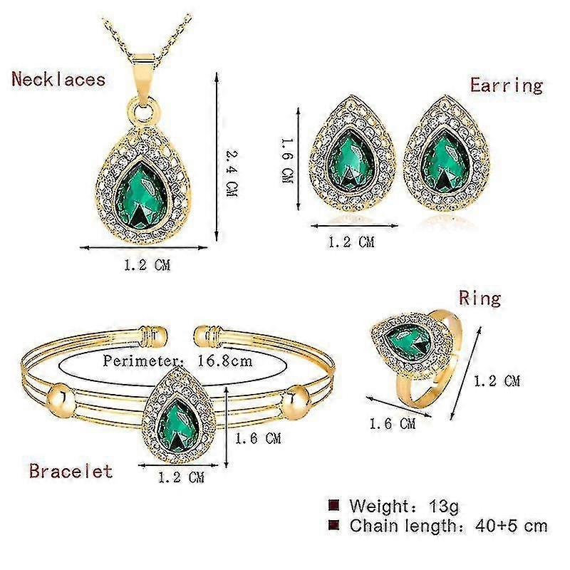 צמיד שרשרת תליון עגילים סגסוגת מעולה צבעוני מים טיפת שרשרת עגילים תכשיטים ארבעה חלקים set-ksize