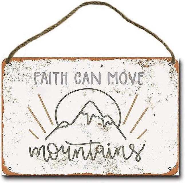 الإيمان يمكن أن يتحرك الجبال 2 الرجعية شنقا الخشب علامة 8 "x12"