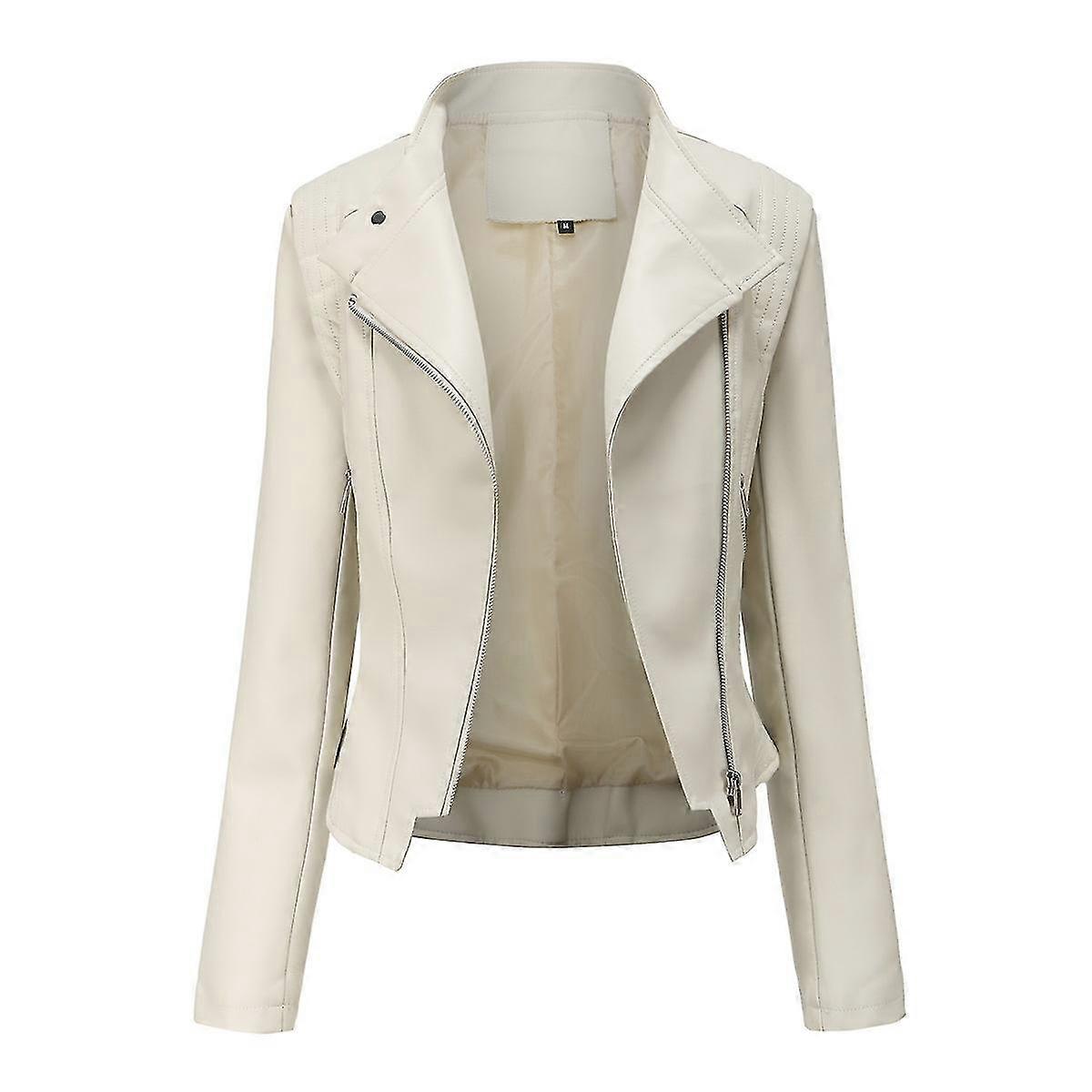 Naiwang Womens All-match Biker Zipper Slim Fit Short Leather Jacket