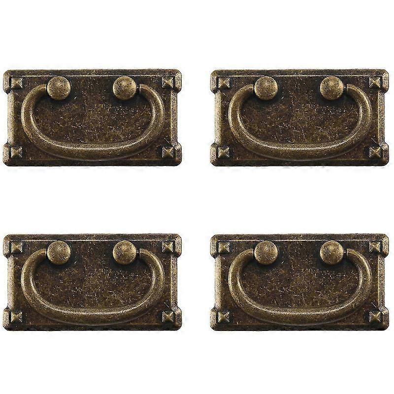 4 قطع خمر العتيقة البرونزية درج دائري سحب مقابض ، خزانة باب الأثاث مقبض الديكور-yvan