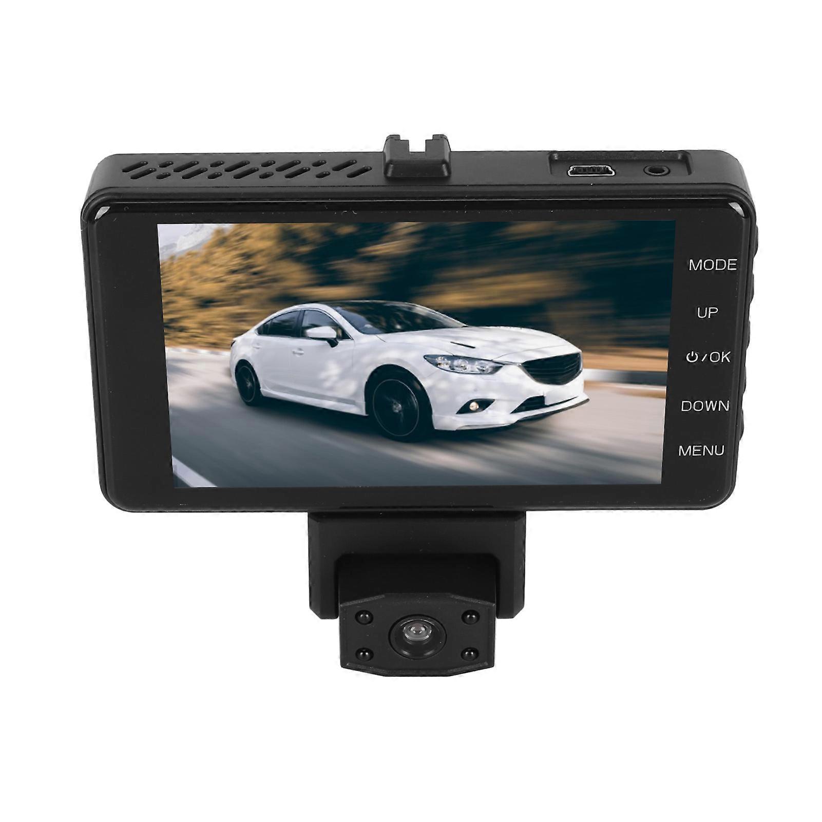 Car Recorder Triple Lens Rotatable 2K HD Night Vision 3.9 Inch IPS Display with Reversing Camera Dash Cam for Driving 