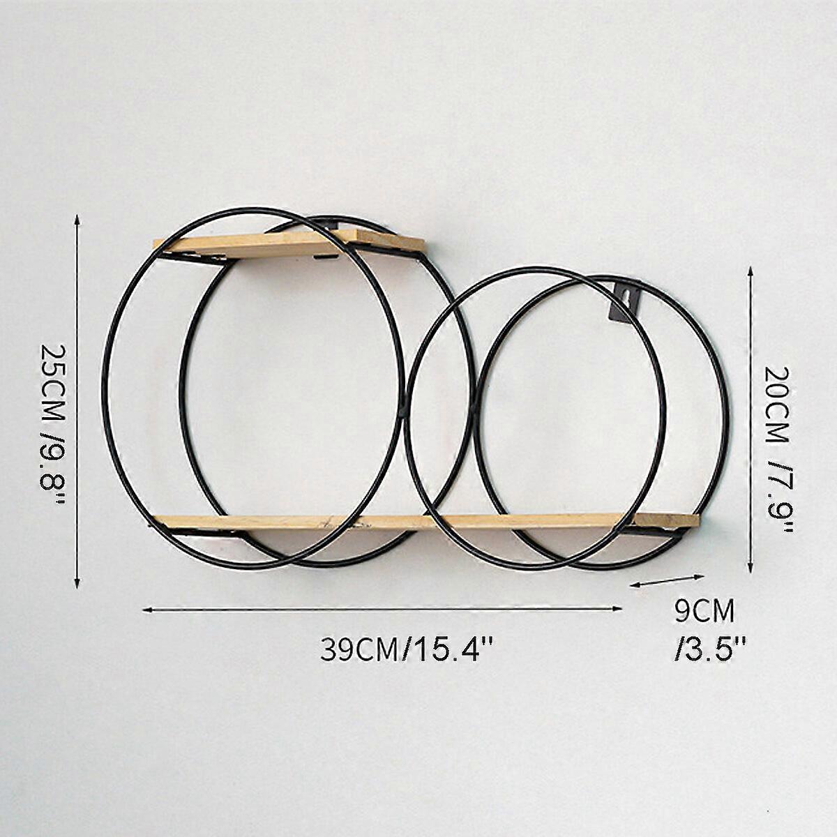 Double Round Ring Iron Stand Wall Mounted Shelf Small Pot Wall Holder Wall Decorations Rack
