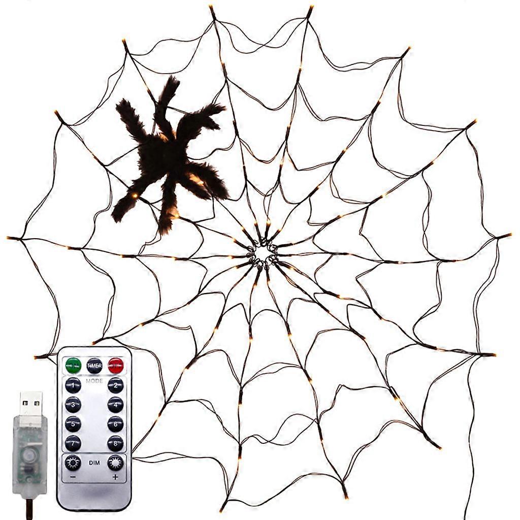  Halloween LED Spider Web String Light with Remote Control 8 Modes Net Mesh Atmosphere Lamp Outdoor Indoor Party Decor