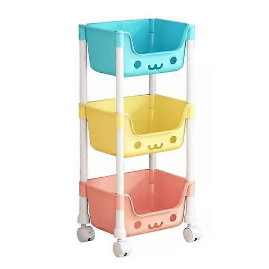 Four-Tier Rolling Cart Storage Box with 360-Degree Wheels Sturdy Construction Strong Load-bearing Toy Storage Trolley Bookshelf Snack