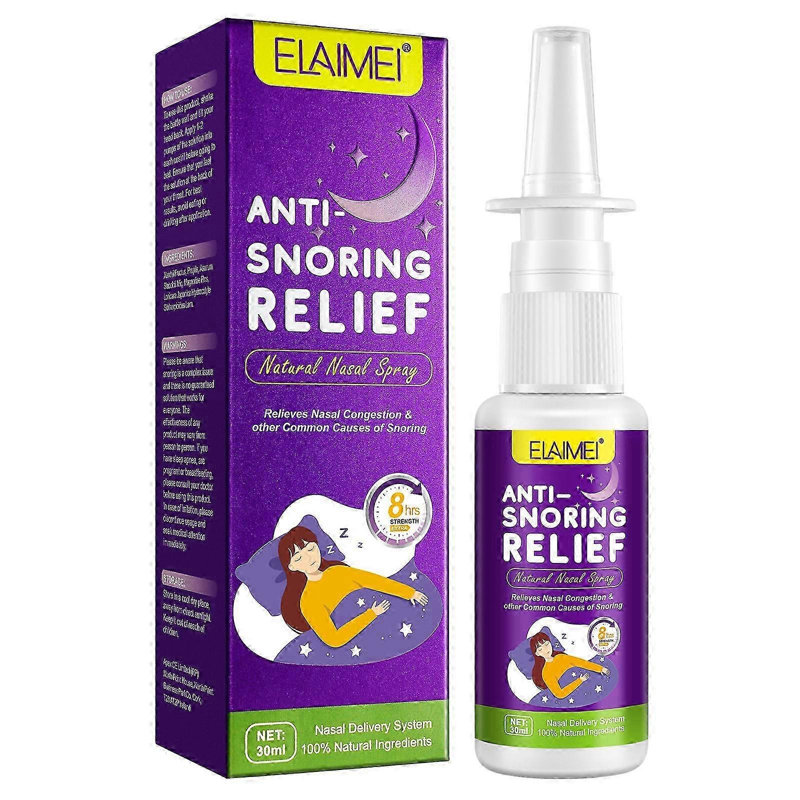 Anti Snoring Nose Spray 30ml, Natural Stop Snoring Spray, 100% Natural Anti-Snoring Solution, Effective Snoring Relief, Improves Breathing