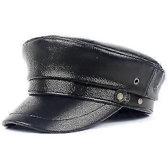 Cappelli Black Pu Military Hats Vintage Army Hat/ berretto in pelle