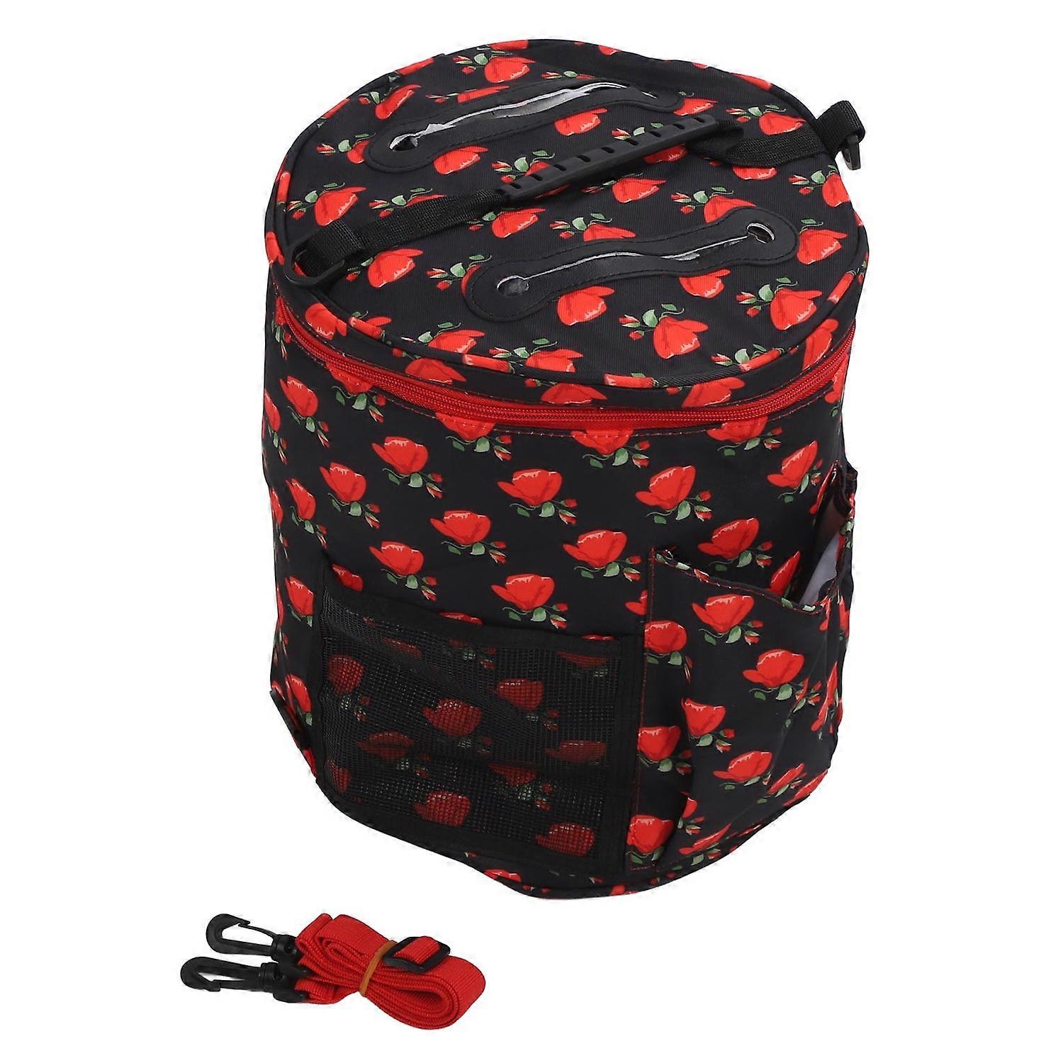 Empty Round Yarn Bag Large Capacity Rose Pattern Yarn Storage Bag Yarn Storage Organizer Holder Case