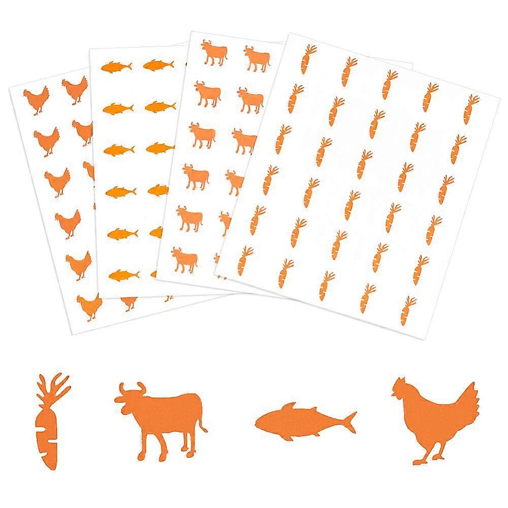 Rooster/Carrot/Fish/Cattle Menu Coated Paper Self-Adhesive Stickers Waterproof Cartoon Decals for Scrapbooking Making Chocolate Mixed Shapes 136x114x0