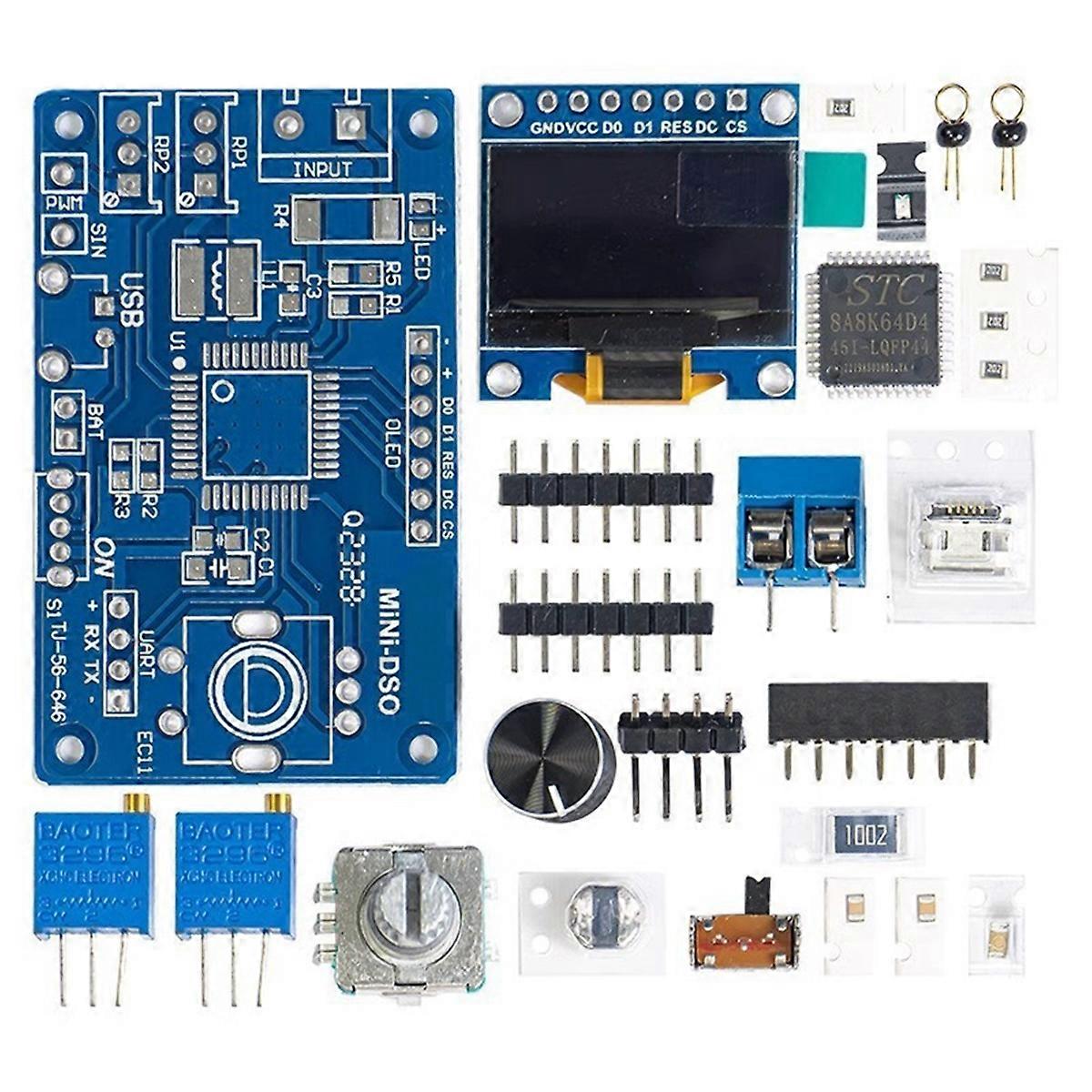 Mini DOS LCD Oscilloscope Kit STC8K8A Single Chip Microcomputer Electronic Soldering Practice Loose
