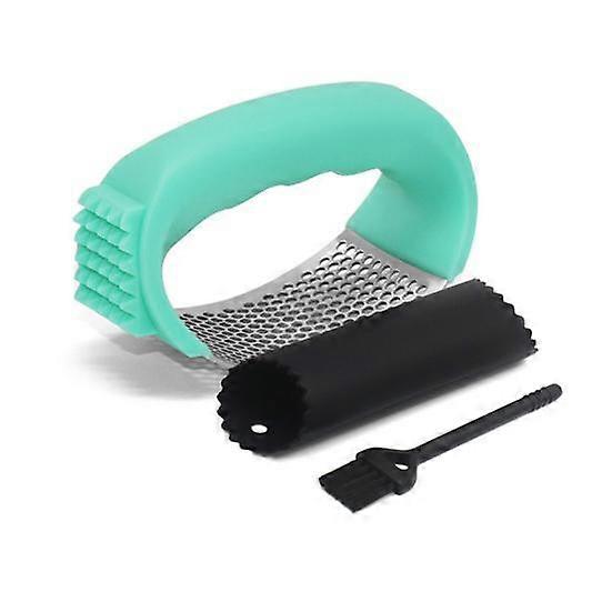 Stainless Steel Garlic Press Set with Finger Guard Easy Clean Brush Comfortable Handle Garlic Mincer Crusher