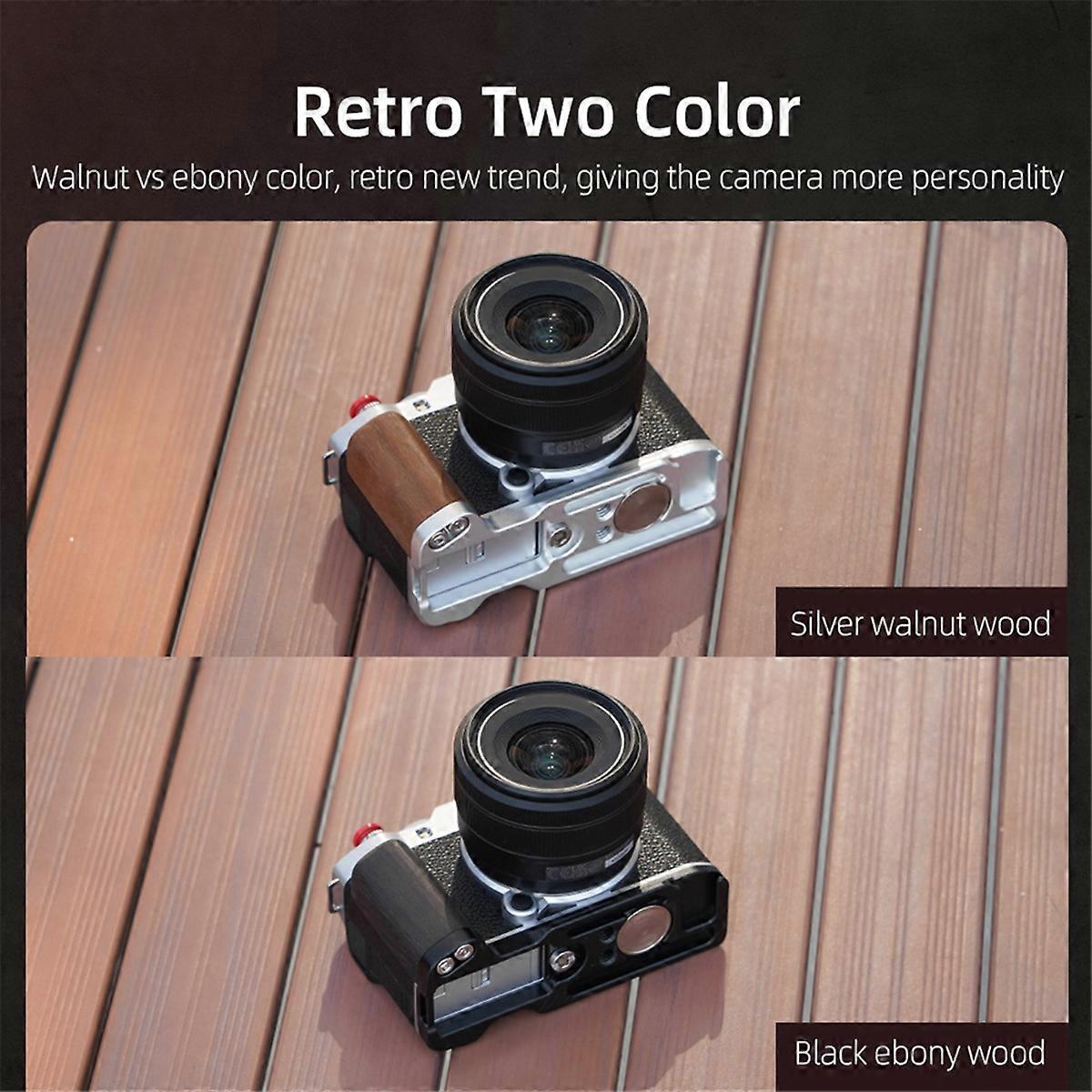 For XM5 Quick Release L Plate Camera Wooden Handle Tripod Mount Camera Accessories Silver