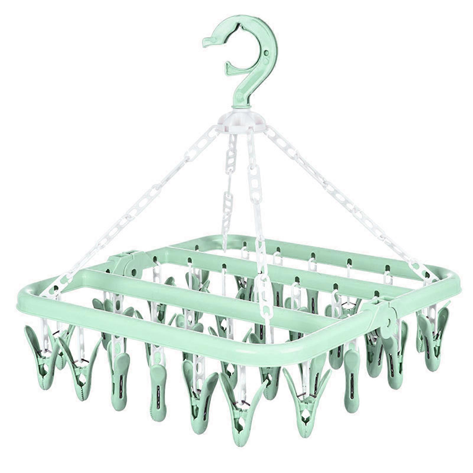 32 Clip Folding Hanger 360 Degree Rotation Household Laundry Clip Rack with Windproof Lock Drying Rack