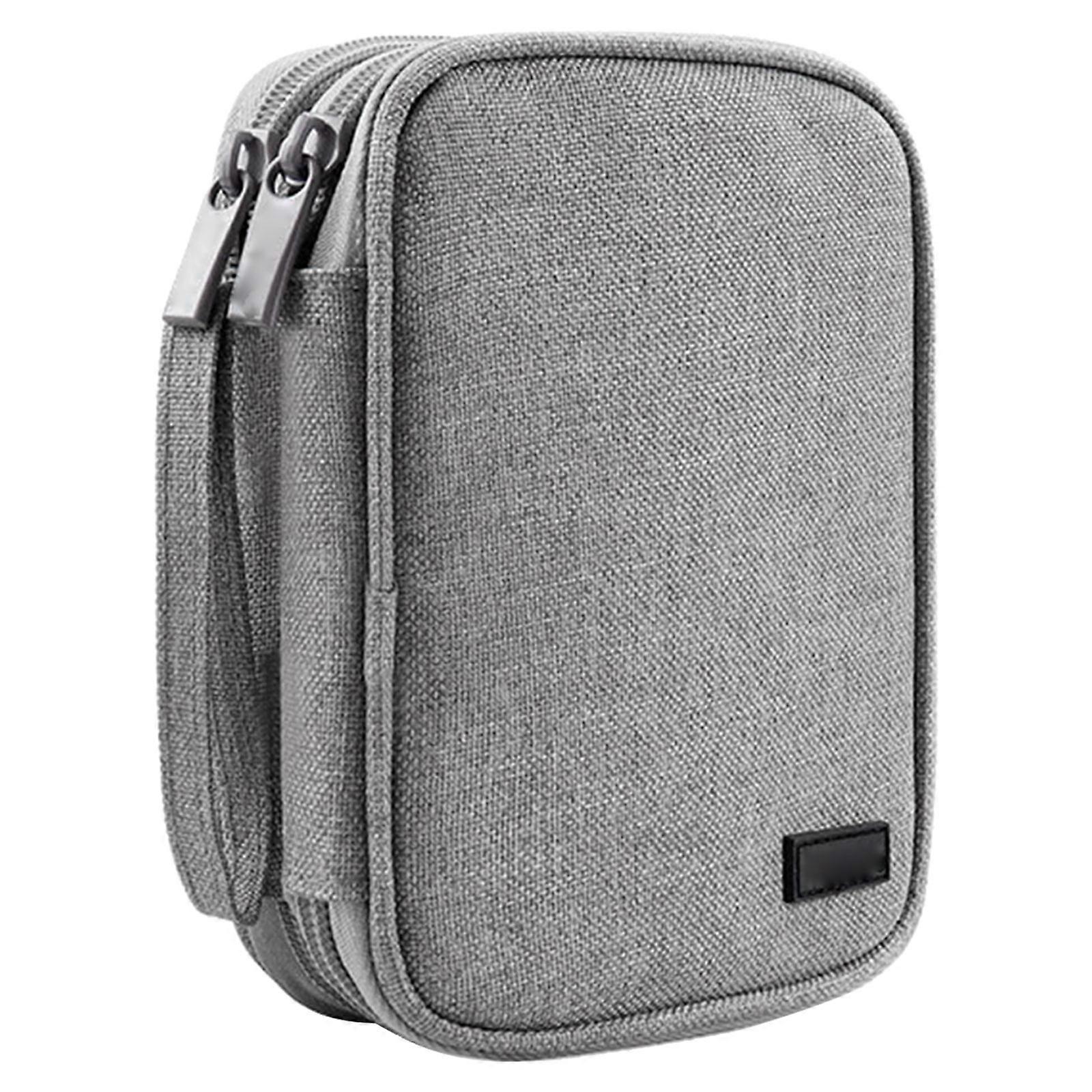 Convenient Hard Disk Storage Bag Single/Doubles Layer Hard Drive Organizer Case Protective Sleeve for Phone Power Banks grey