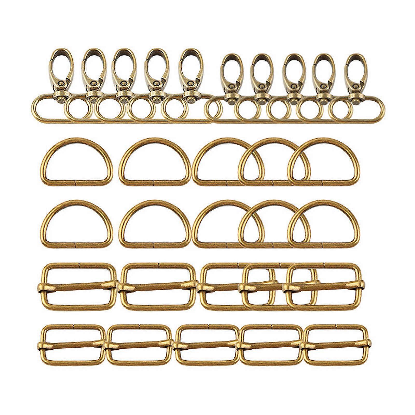 Key-Chain Hooks Metal Swivel Snaps Hooks with D-Ring and Slide Buckles Hardware Accessories for Bag Straps Handbag Purse brass