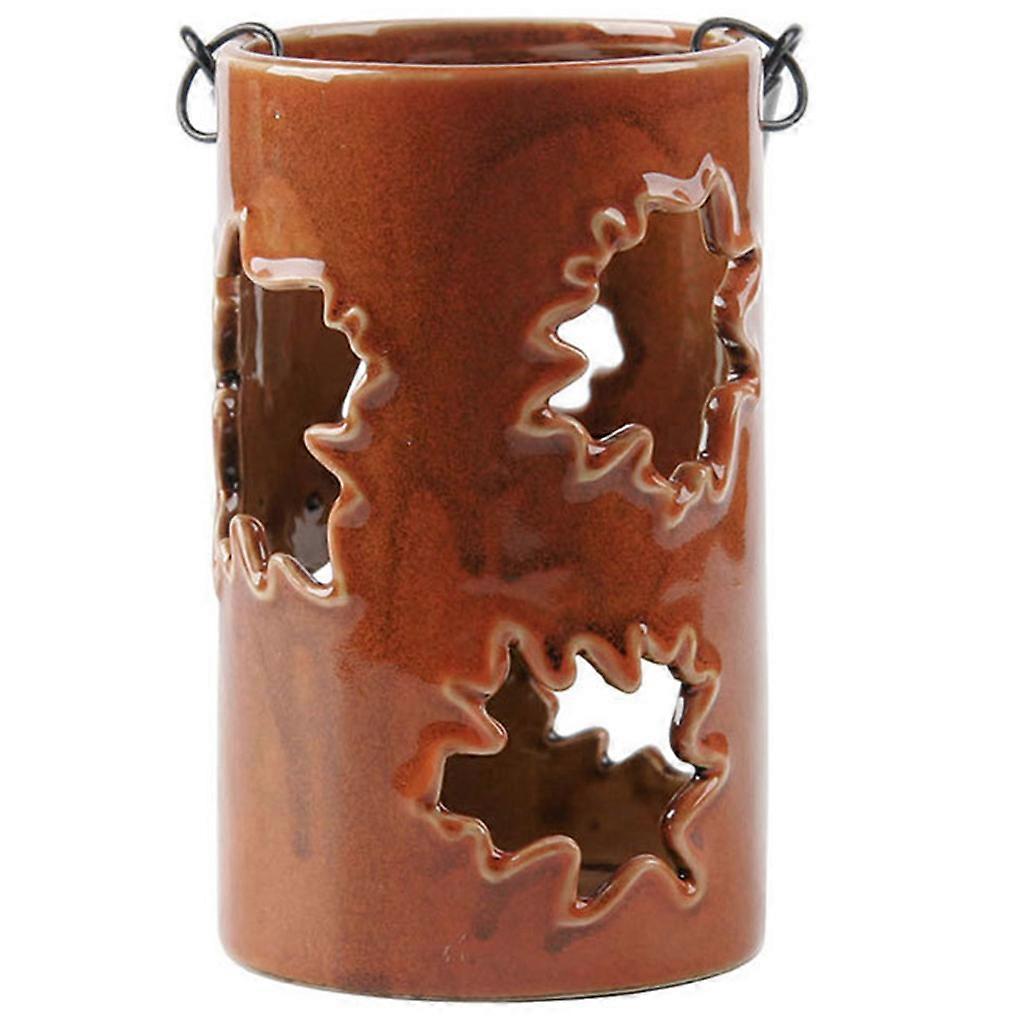 Thanksgiving Lantern Maple Leaf Hollow Desktop Light Hanging Candlestick Lamp  Orange