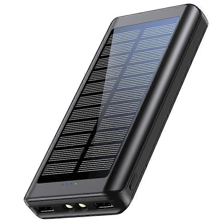 QC86S Solar Power Bank Ultra-thin Portable Charger 30000mAh Large Capacity External Battery Pack with LED Flashlight