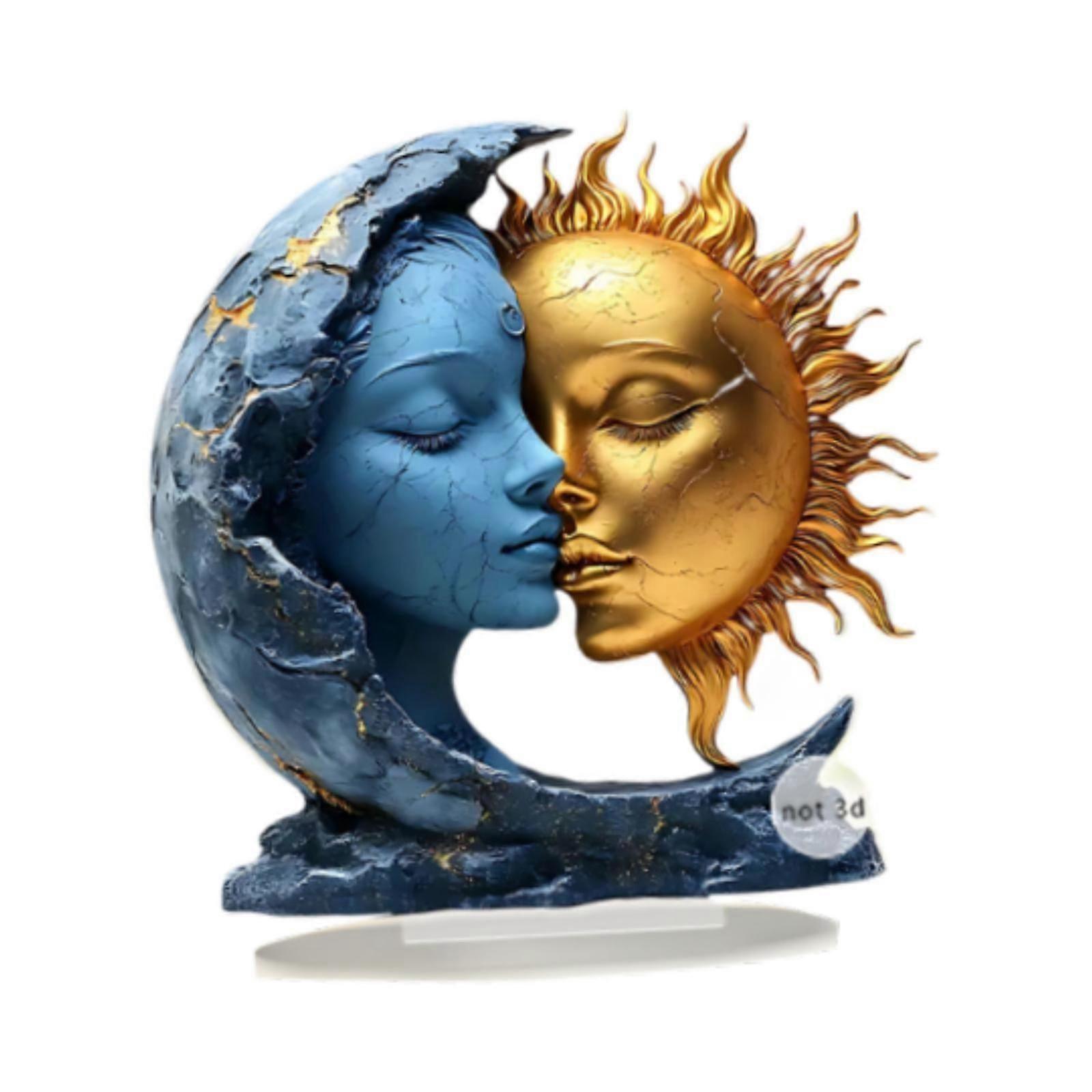 Sun Moon Tabletop Ornament Gift Table Centerpiece for Farmhouse Office Shelf