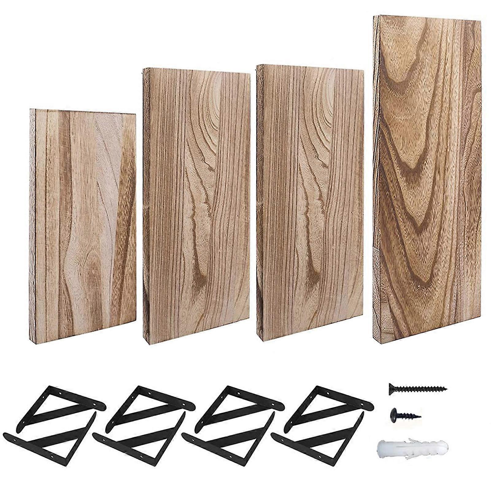 Rustic Wooden Wall Shelves Set for Living Room & Kitchen