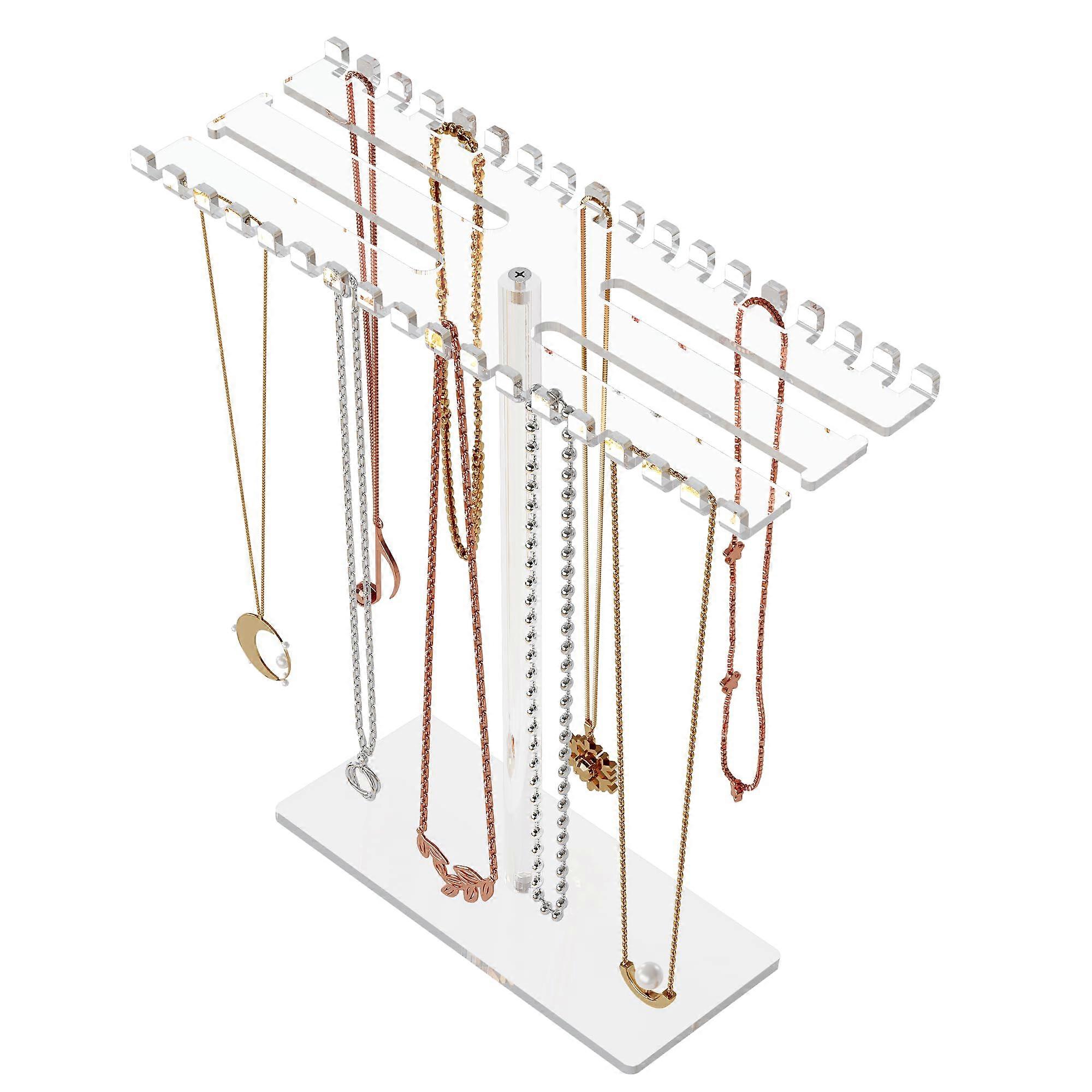 Clear Acrylic Necklace Organizer for Countertop Jewelry Display, 12-Slot Design, Modern Style, Durable Material