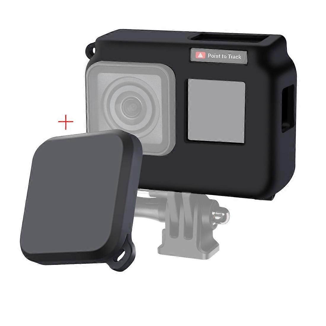 (New) For Insta360 One R 4K with Frame Shockproof Silicone Protective Case with Lens Cap Cover(Black)