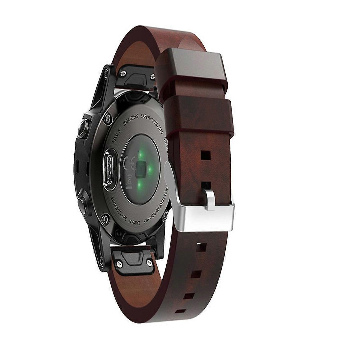 For Garmin Fenix 5 Quick Release Leather Watch Band