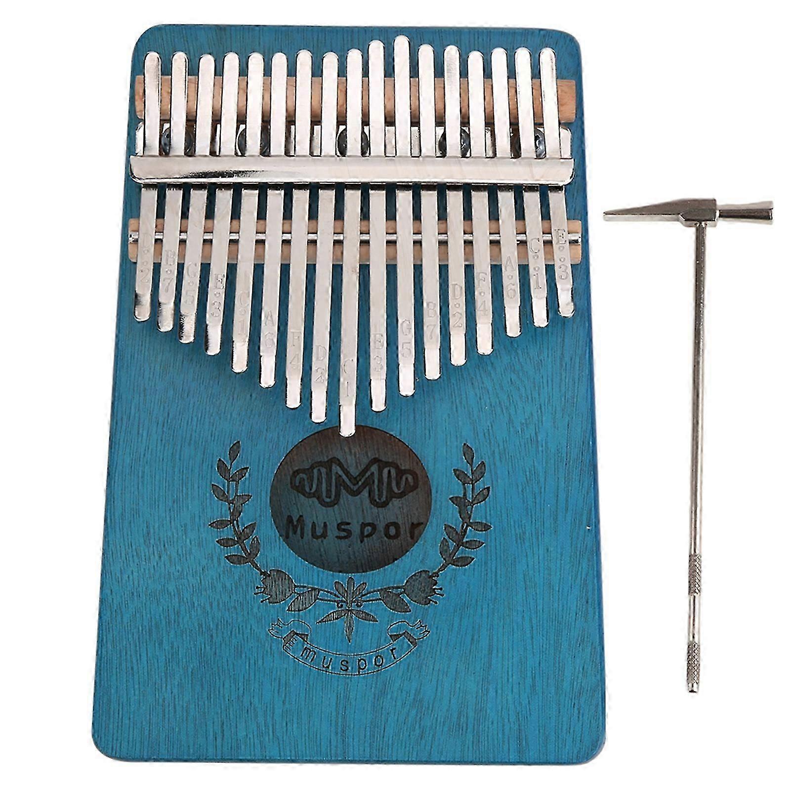 Kalimba Thumb Piano Mahogany Small Portable 17 Key for Beginner Music Instrument LTK17S(Blue )