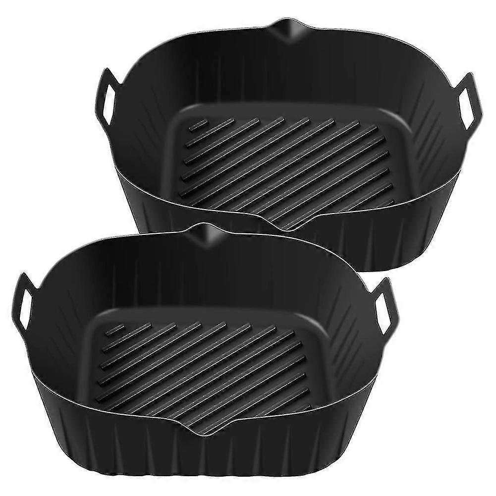 Pote de silicone com alça, 8,6 polegadas reutilizáveis forros resistentes ao calor cesta antiaderente, preto