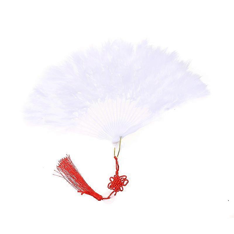 Feather Fan Hand Fan Chinese Style Adult Cheongsam Walk Show Nostalgia Fan Portable Folding Fan Square Dance Performance Props Summer