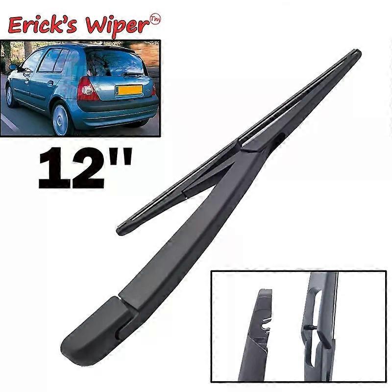 Erick's Wiper 12 "Rear Wiper Blade & Wiper Arm Kit for Renault Clio Campus MK 2 1998-Rear Windshield Window Brush
