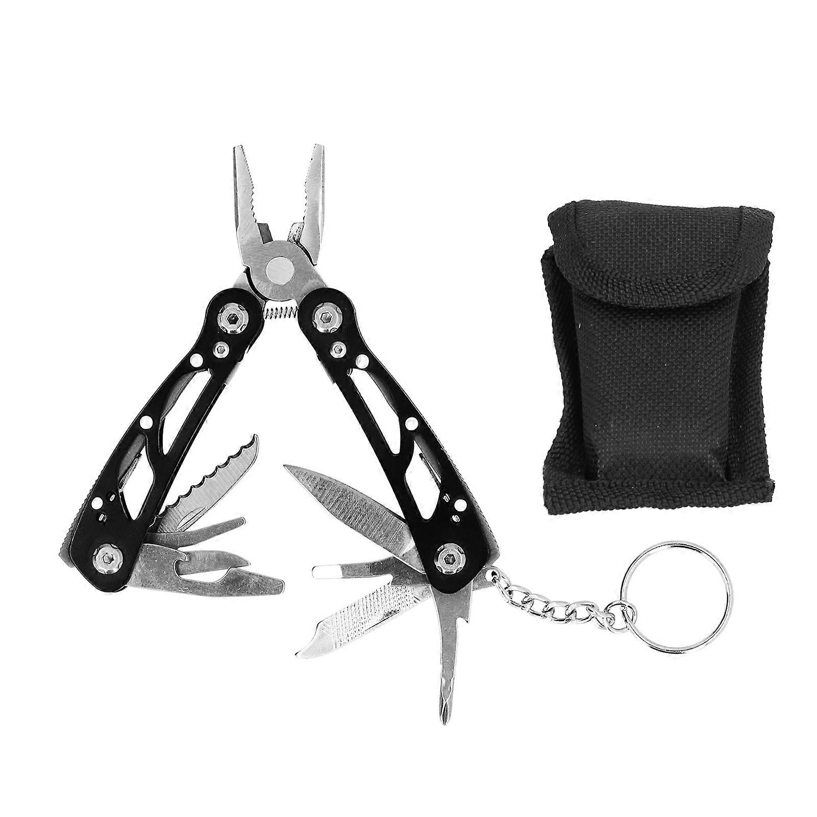 Multifunctional Folding Pliers Mini Multitool Keychain EDC Tool Manual Hardware Black