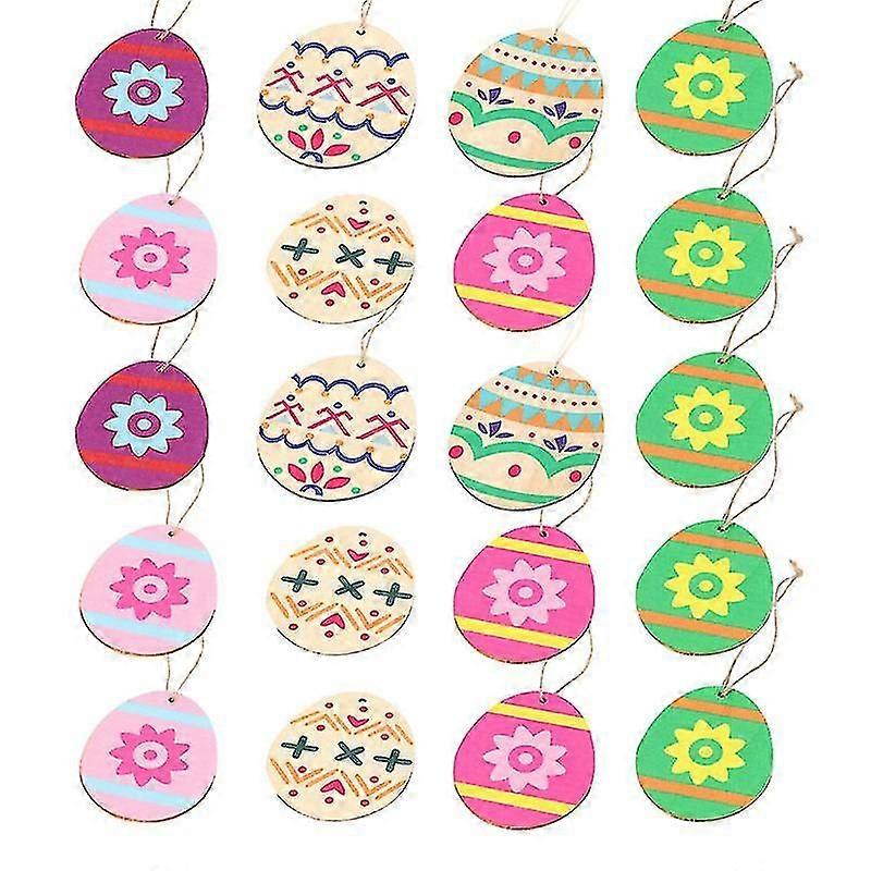 20pcs Easter Wooden Hangings